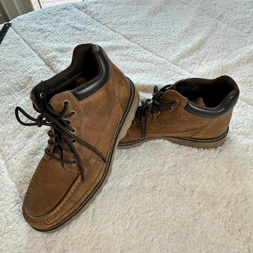 Rockport Boots Mens 12 Brown Leather Moc Toe Lace Up Gorpcore Hiking Outdoor